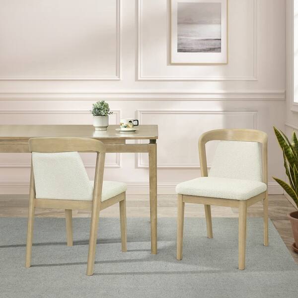 slide 2 of 14, Christopher Knight Home - Ashlin Contemporary Upholstered Armless Dining Chairs with Rubberwood Frame, Set of 2 Beige+Natural Ash