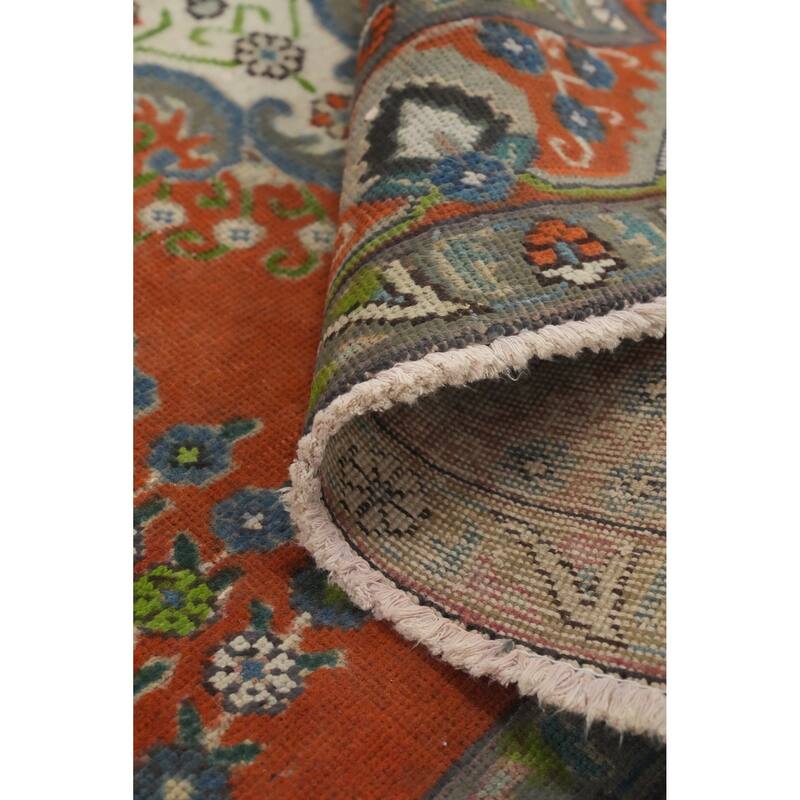 Hand Knotted Oriental 100% Wool Carpet Traditional Medallion Oranges & Rust Tabriz Area Rug - 6' 3'' X 4' 10''