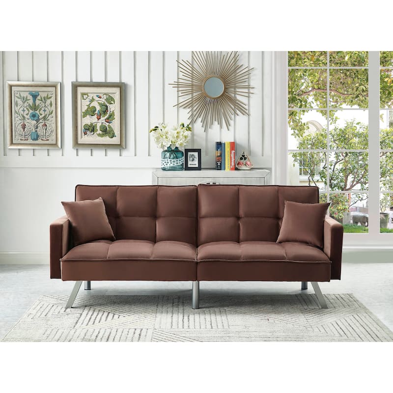 Comfortable Velvet Sleeper Sofa Bed by Legend Furniture - Brown