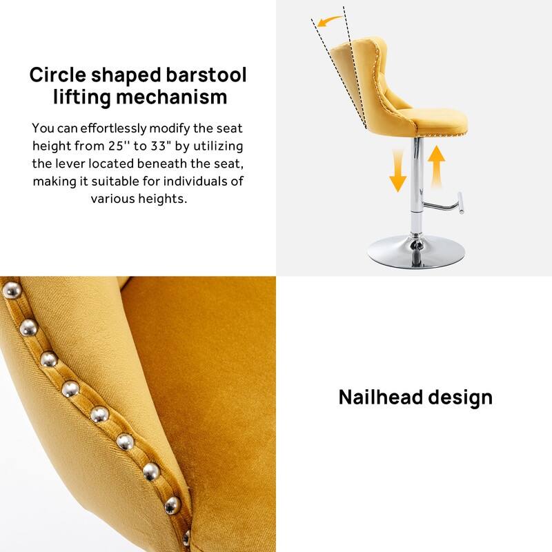 Swivel Foam Barstools Adjusatble Seat Set of 4