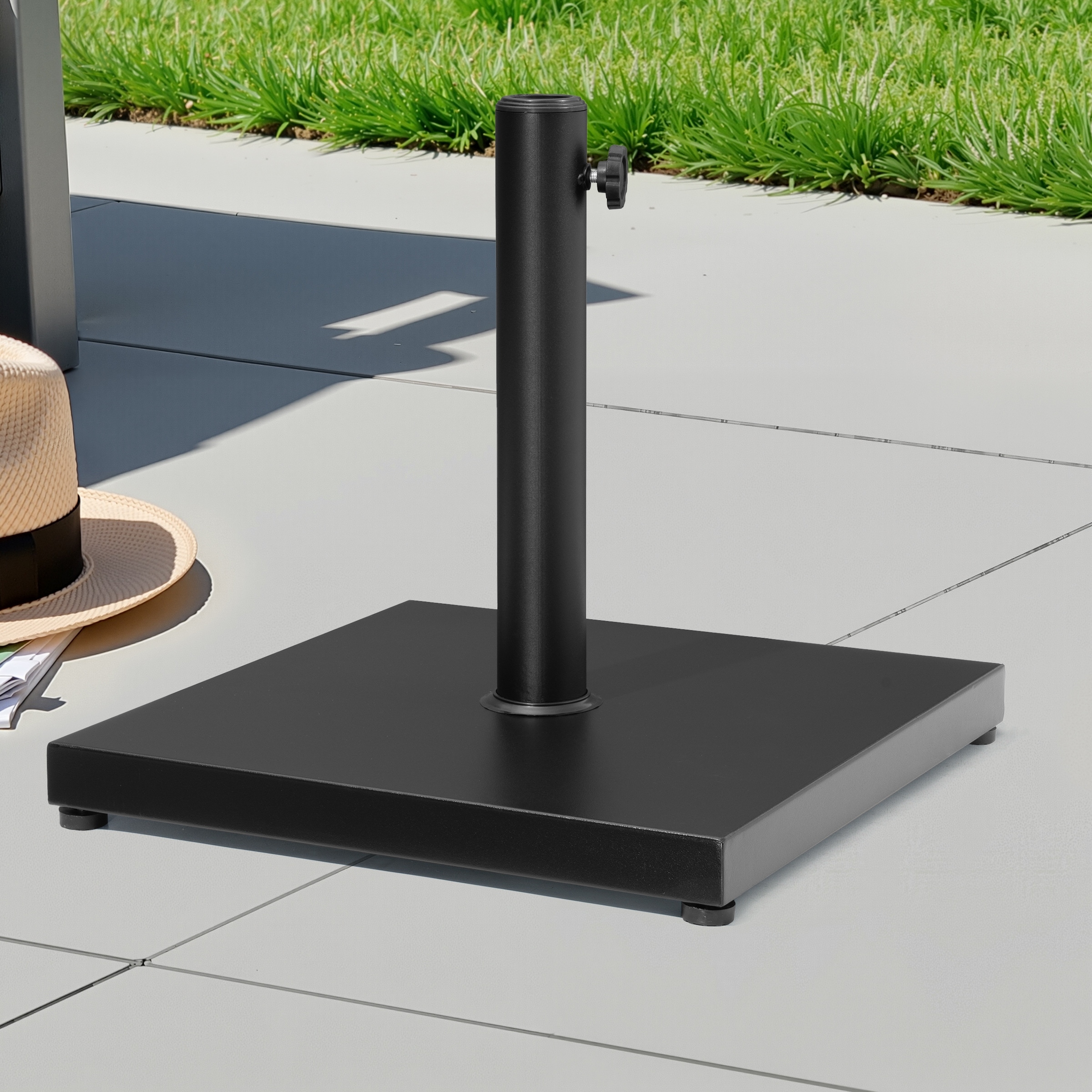 belcourt square patio umbrella base 180lbs FRUITEAM 4-Piece Cantilever Stand Base, B  Fruiteam coated steel with a slim Pellabant 40 lbs Heavy Duty