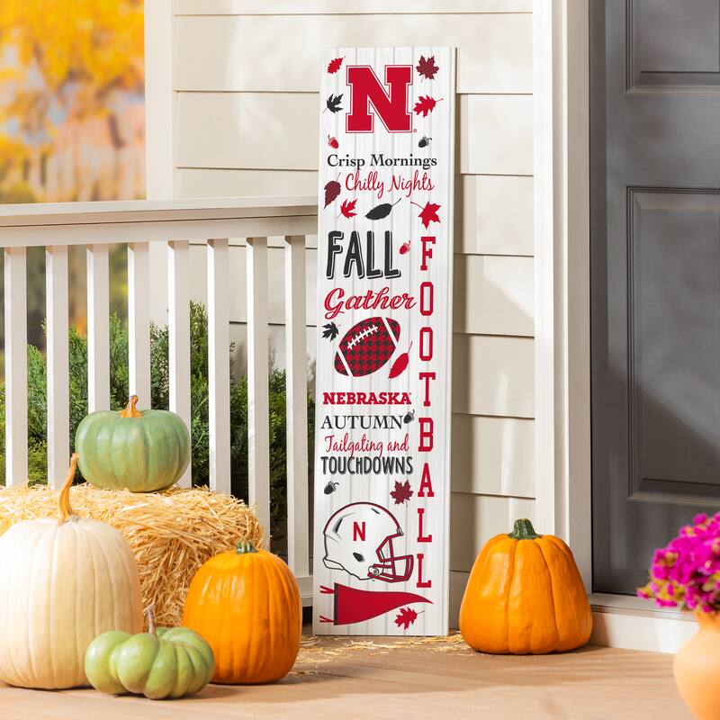47" Double Sided Seasonal Porch Leaner, University of Nebraska - 47" x 11.25" - Fall