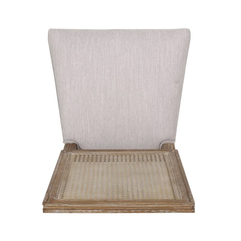 Rustic Set of 2 Bar Stools with Rattan Backrest Foam Cushioned Seat, Solid Wood Frame for Kitchen Island Bar Dining Room