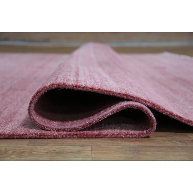 Hand Knotted Oriental 100% Wool Carpet Modern Solid Purples Gabbeh Area Rug - 12' 2'' X 8' 11''
