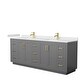 preview thumbnail 109 of 114, Miranda Double Vanity Set, Cultured Marble Top, No Mirror 84-Inch Double - Dark Gray, Gold Trim, White Cultured Marble Top