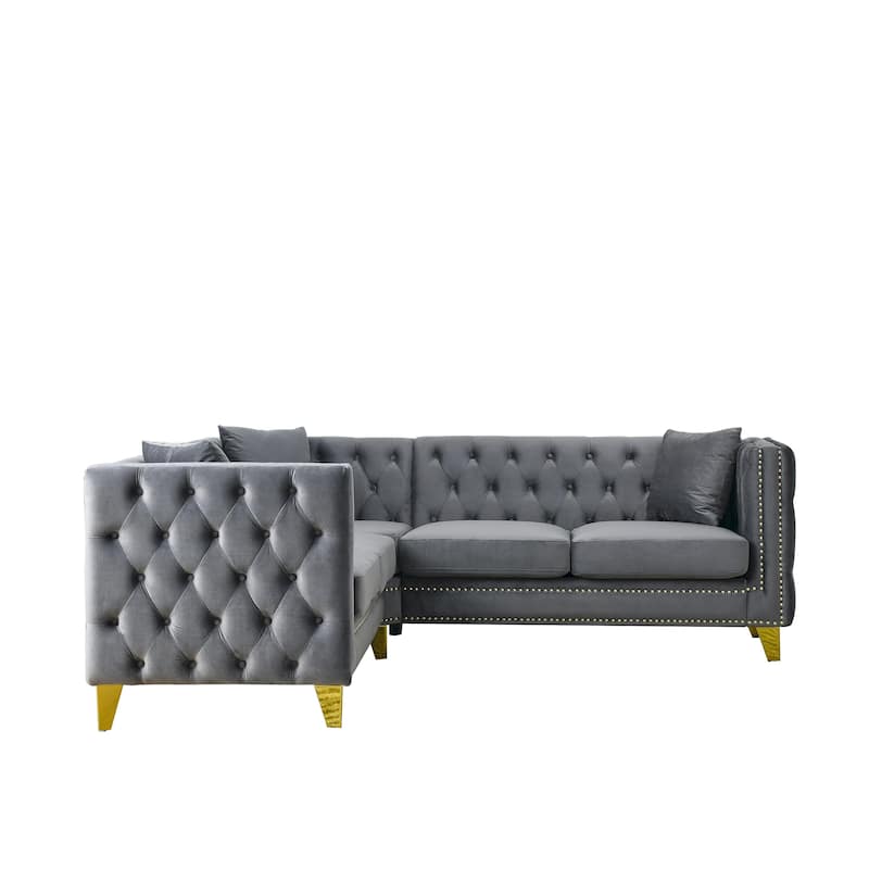 Chesterfield Design Corner Sofa - 82.2-Inch L-Shaped for Living Room