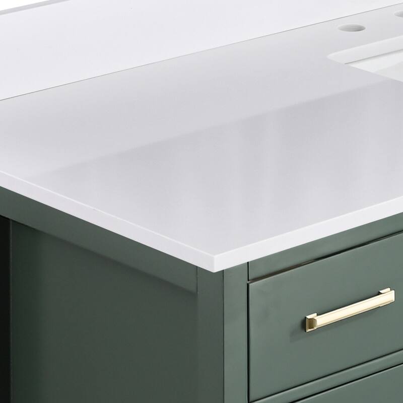 PROOX 60 inch Culture Marble Bath Solid White Vanity top with Single Rectangular Sink