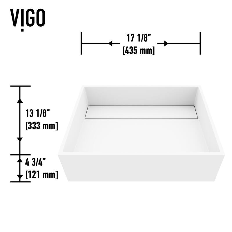 VIGO Montauk 18"L x 13"W x 5"H Matte Stone Rectangular Bathroom Vessel Sink