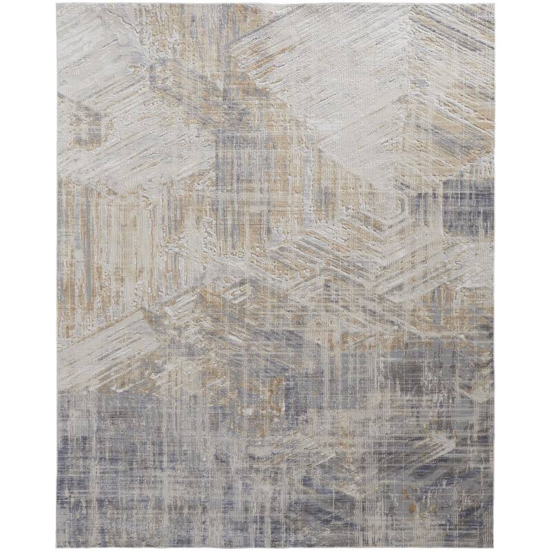 Tizil Power Loomed Distressed Abstract Modern Non Skid Area Rug By HomeRoots - 8' x 10'