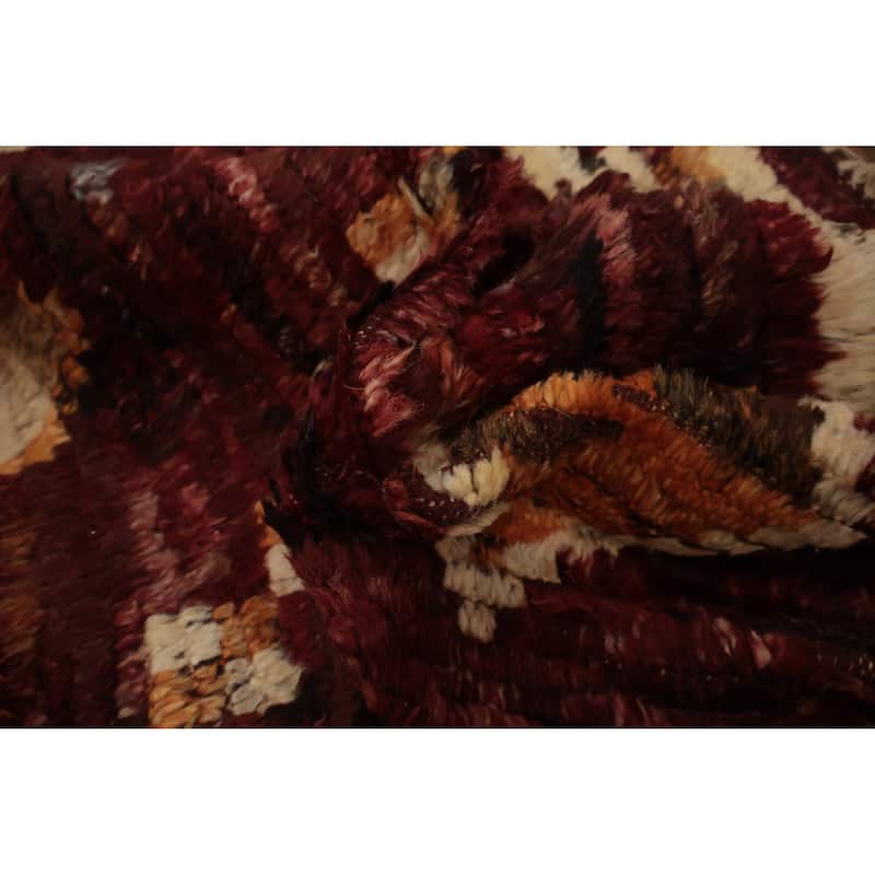 Hand Knotted Oriental 100% Wool Carpet Modern Tribal Red Moroccan Area Rug - 11' 9'' X 9' 3''