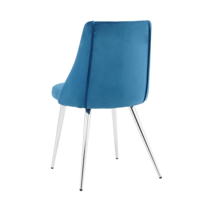 Modern/Simple Velvet Fabric Dining Chairs with Chrome Metal Legs Set of 4