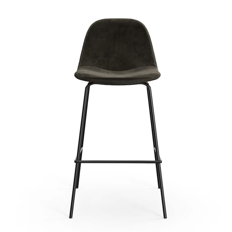 Maxine Velvet Counter Height Stools Black Legs (Set of 2)