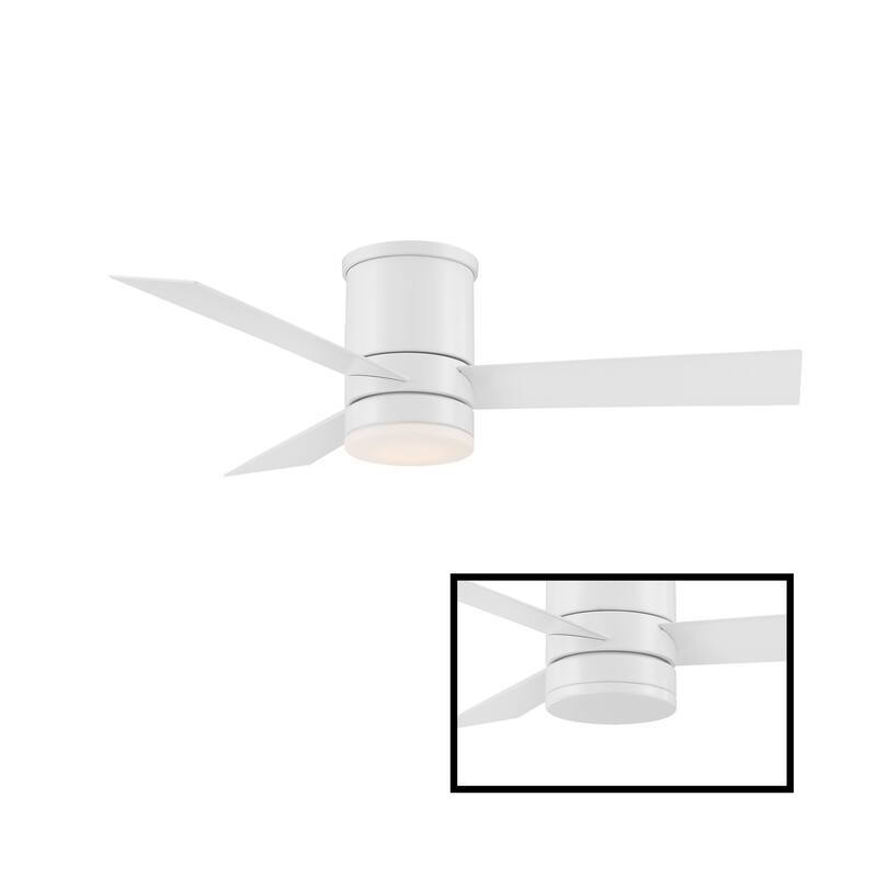 Axis 44 Inch Three Blade Indoor / Outdoor Smart Flush Mount Ceiling Fan with Six Speed DC Motor and LED Light.