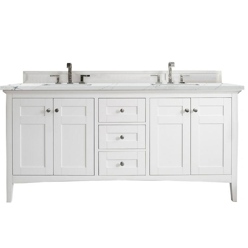 James Martin Vanities 527-V72-3ENC Palisades 72" Free Standing Double - Bright White - Painted