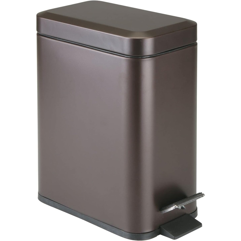 1.3 Gallon Trash Can Rectangle Metal Lidded Step Garbage Bin With Removable Liner Bucket And Handle 