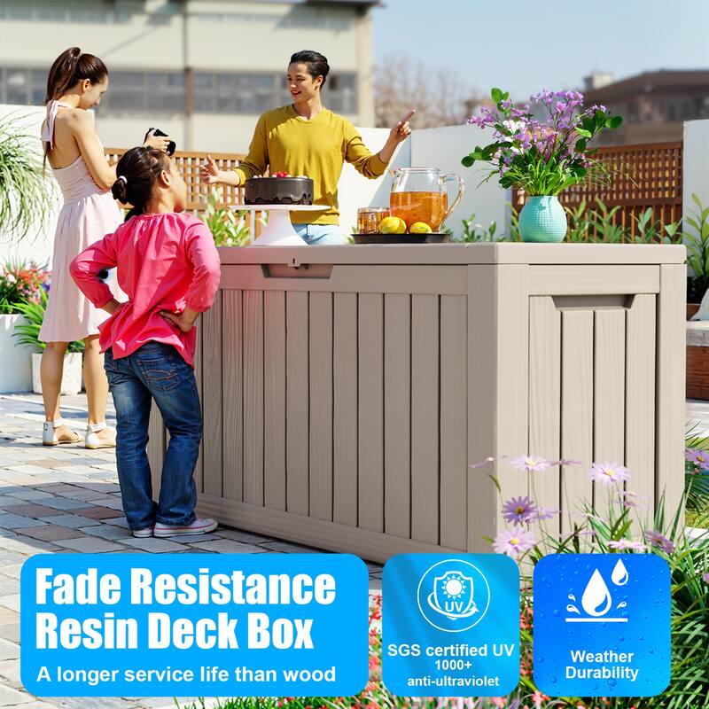 80 Gallon Deck Box & Storage Shed Container Seating Tools - 85 Gallon