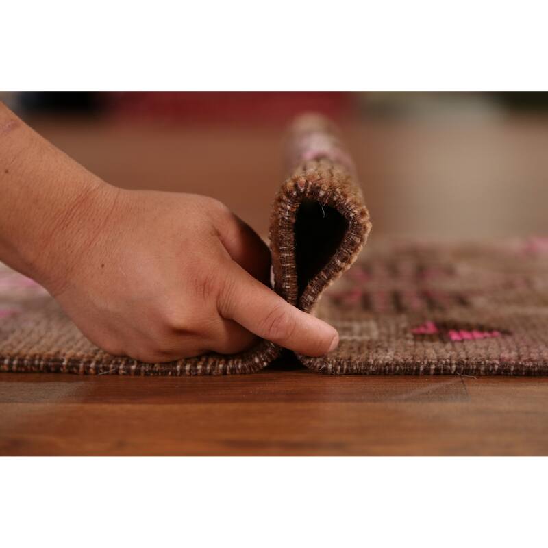 Hand Knotted Oriental 100% Wool Carpet Transitional Tribal Brown Anatolian Area Rug - 3' 2'' X 1' 5''