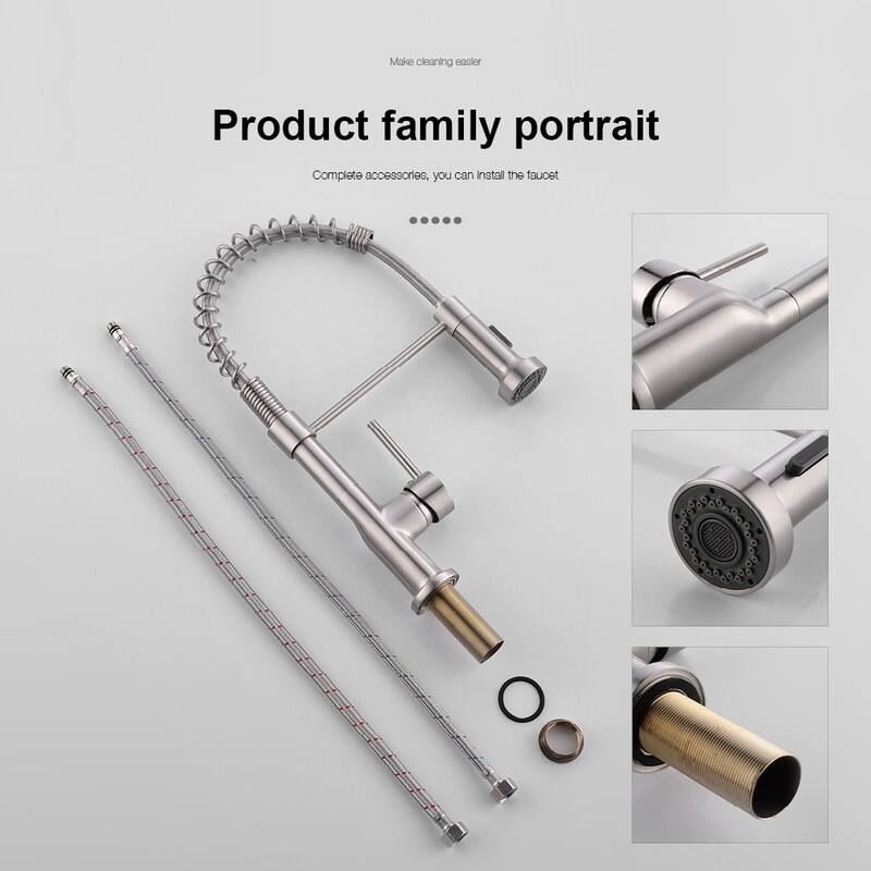Single Handle One Hole Kitchen Faucets Pull Down Sprayer Spring