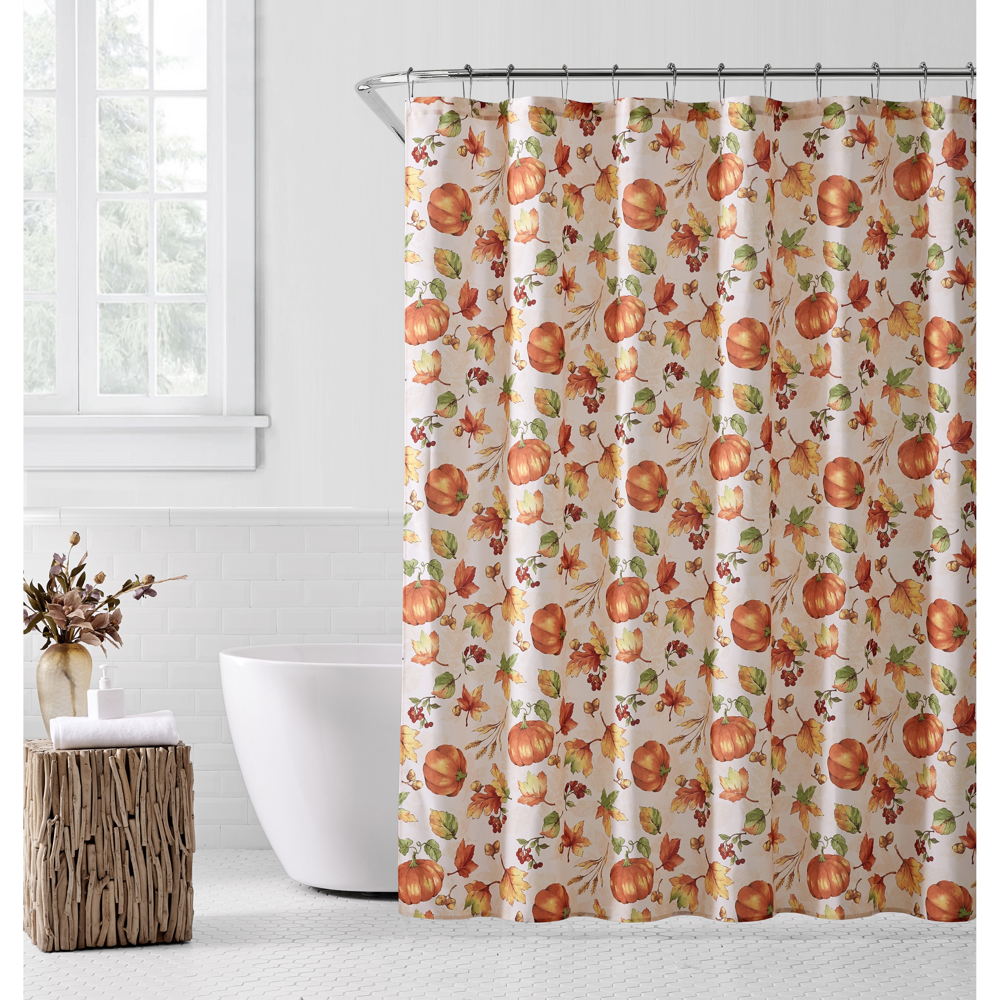 Fall Pumpkin Design Long Shower Curtain