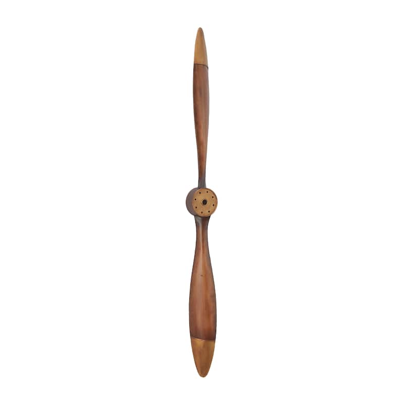 Brown Metal 2 Blade Airplane Propeller Wall Decor with Aviation Detailing