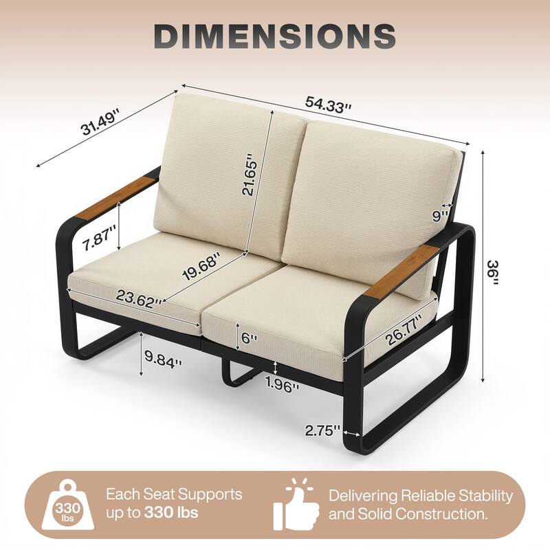 Outdoor Patio Conversation Chair, Loveseat, Sofa with Removable Cushions