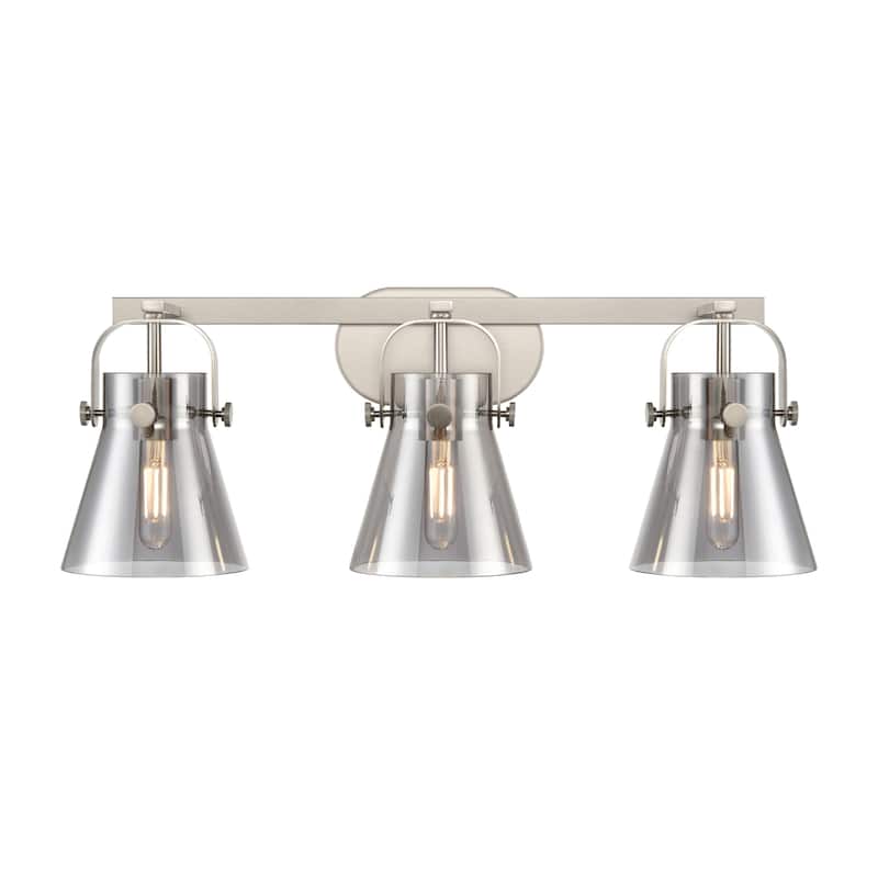 Innovations Lighting 423-3W-10-27 Pilaster II Cone Vanity Pilaster II - Satin Nickel / Plated Smoke