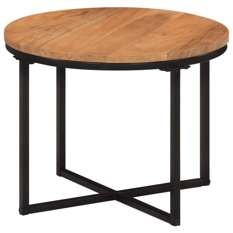 vidaXL Coffee Table 17.7"x17.7"x13.8" Solid Wood Acacia and Iron - 17.7" x 17.7" x 13.8"