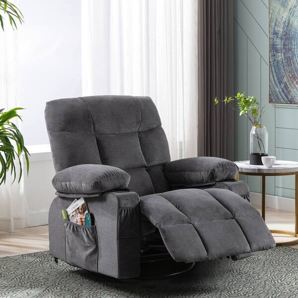slide 2 of 20, Manual Swivel recliner Chair with Heated and Massager
