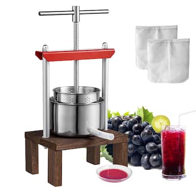 VEVOR Fruit Wine Press 2L 3L & 6L Stainless Steel Barrels 0.53Gal 0.8Gal & 1.6Gal Manual Juice Maker with T-Handle