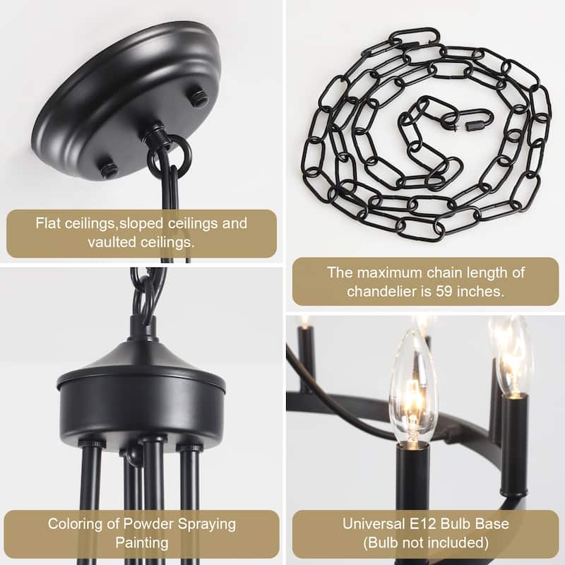 12-Light 26.77-inch Vintage Rustic Wagon Wheel Chandelier for Kitchen