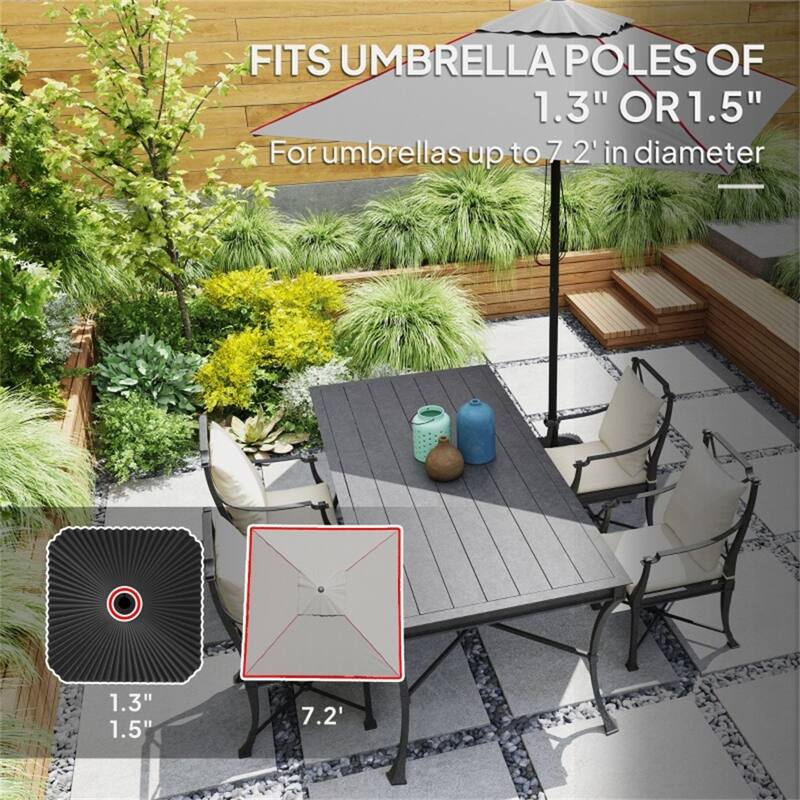 HDPE Garden Parasol Base for Umbrellas Up to 7.2 Foot Lightweight Portable Sand or Water Fillable - 17.7" L x 17.7" W x 11.8" H