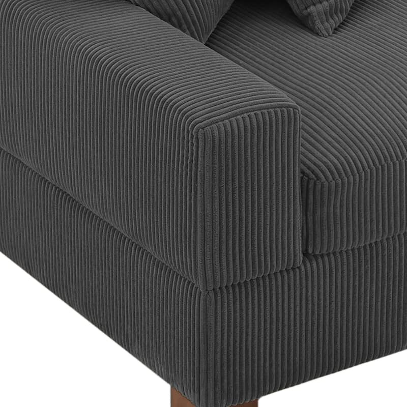 Upholstered Corduroy Modular Sectional Sofa with 2 throw pillows