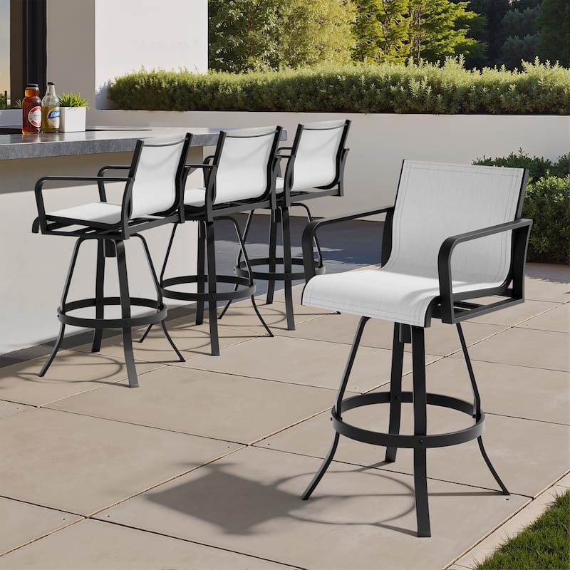 Outdoor Patio Aluminum Sunbrella Fabric Swivel Barstools