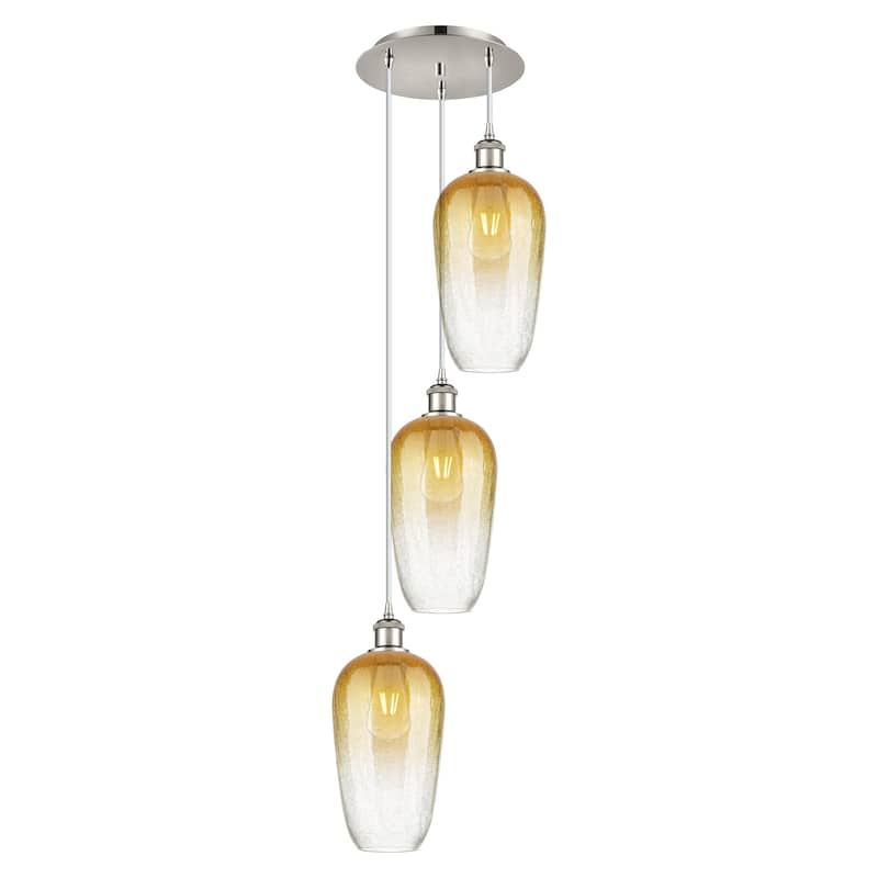 Innovations Lighting Endless Possibilities Ballston - Brookhaven Flute - 3 Light 14" Cord Hung Multi Pendant - Polished Nickel/Amber