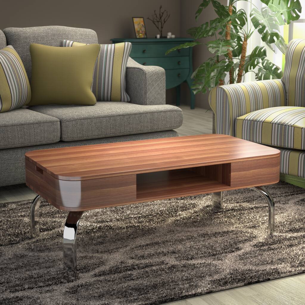 Furniture of America Zeca Contemporary Walnut Storage Coffee Table