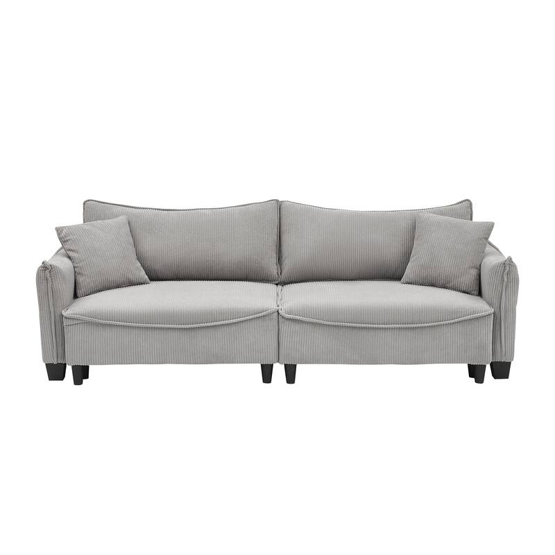 87.79" Modern Folding Sofa Bed for Living Room with Storage and Throw Pillows