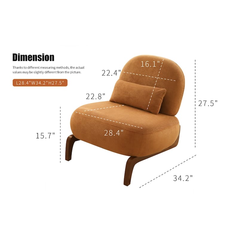 Cute Accent Chair with Solid Wood Legs, Velvet Living Room Chair with Soft Cushion, Cozy Bedroom Chair