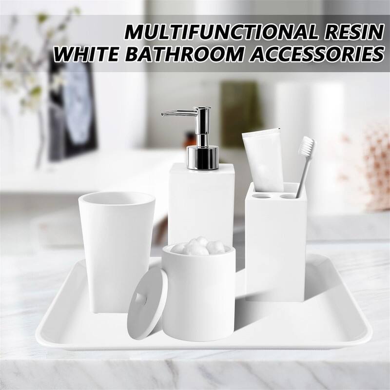 5Pcs Resin Pink Bathroom Sets