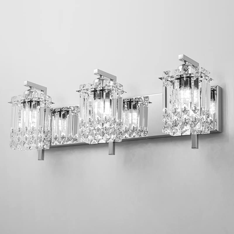 3-Light Modern Glam Bathroom Vanity Lights Crystal Wall Sconce Light for Mirror