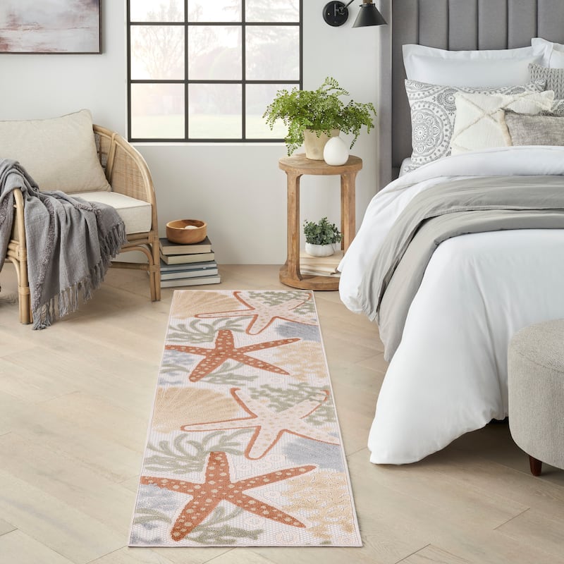 Nourison Aloha Coastal Starfish Indoor/Outdoor Area Rug - 2' x 6' - Ivory/Multi