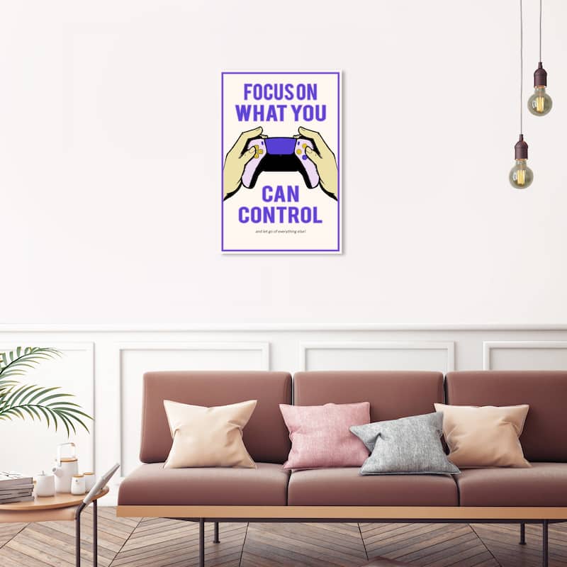 Wynwood Studio Canvas Typography and Quotes Focus on Control Purple and Vanilla Modern & Contemporary Wall Art Canvas Print - 30 x 20