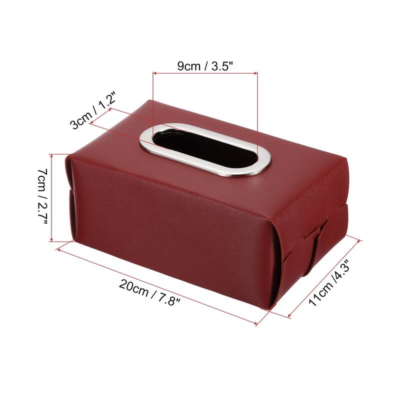 7.8x4.3x2.7" Tissue Box Cover, Rectangle Napkin Paper Towel Dispenser Holder for Countertop Home Office Car - Red - 2 Pack