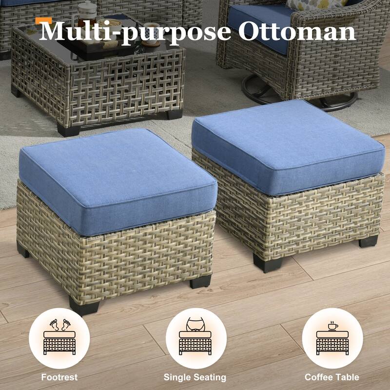XIZZI 7 Pieces Patio Furniture Wide Armrest Conversation Sofa Set with Ottomans