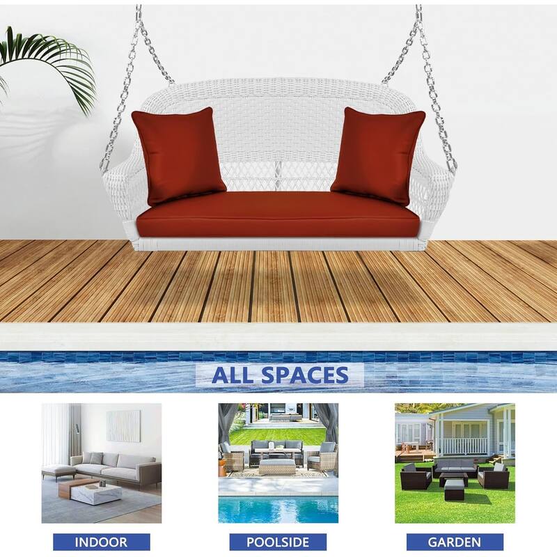 28 in. W White Cushion in Aluminum Frame Outdoor Porch Swing with CushionGuard and Stand