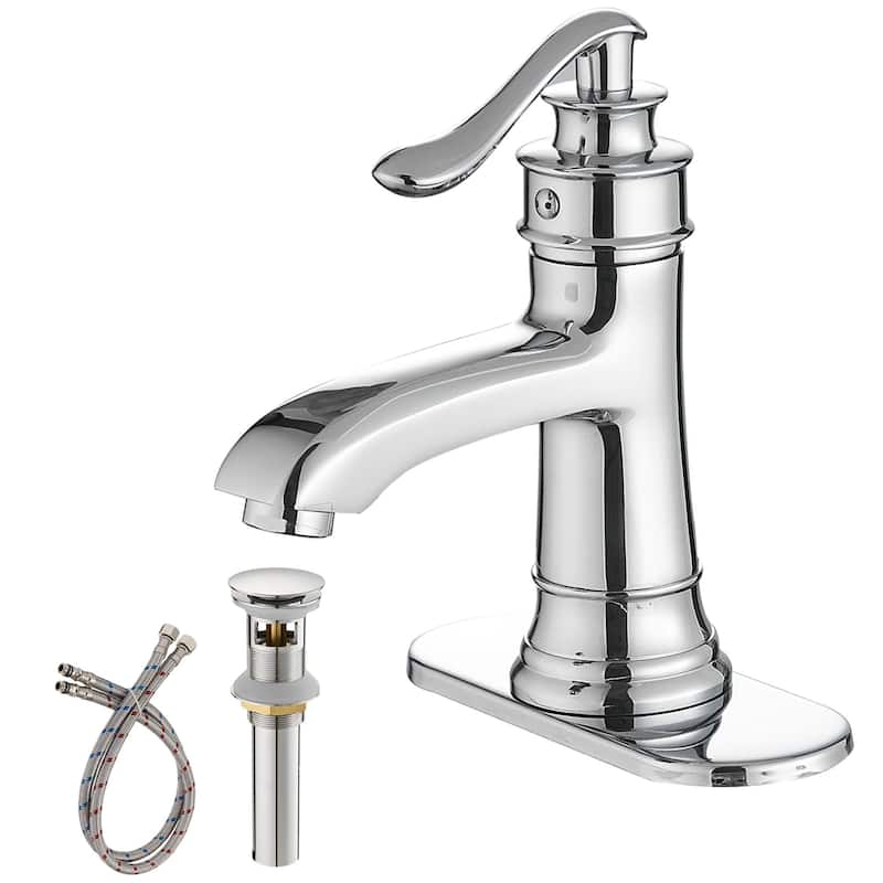 Single Handle Bathroom Faucet With Drain Assembly Single Hole Bathroom Sink Faucets Lavatory Basin Vanity Modern Elegant Taps