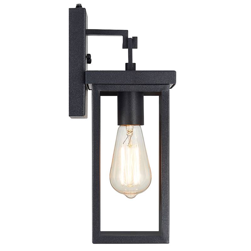 KAWOTI 1-Light Black Dusk to Dawn Outdoor Wall Lantern Sconce with Photocell - W5.7"×E6.25"×H14.25"