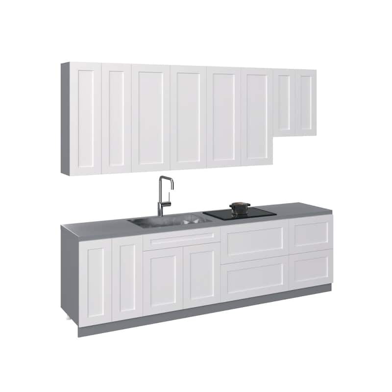 Kitchen Contemporary Collection White Matte Color Base Size 9.5Ft Wide - 114x24 - White
