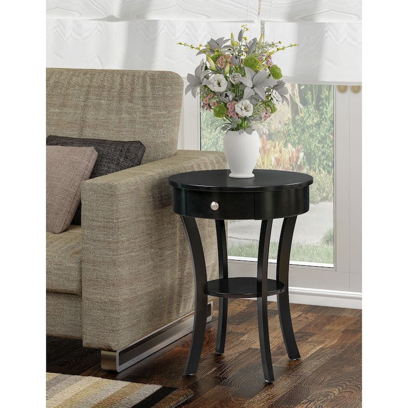 1 Drawer End Table with Open Shelf, Rubberwood Storage Accent Table with Concealed Drawer for Living Room or Bedroom - 20