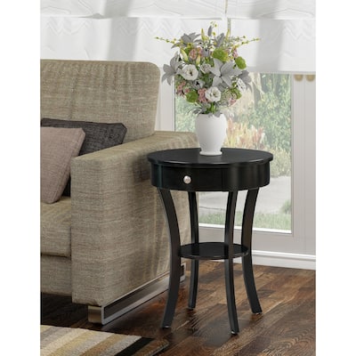 1 Drawer End Table with Open Shelf, Rubberwood Storage Accent Table with Concealed Drawer for Living Room or Bedroom - 20