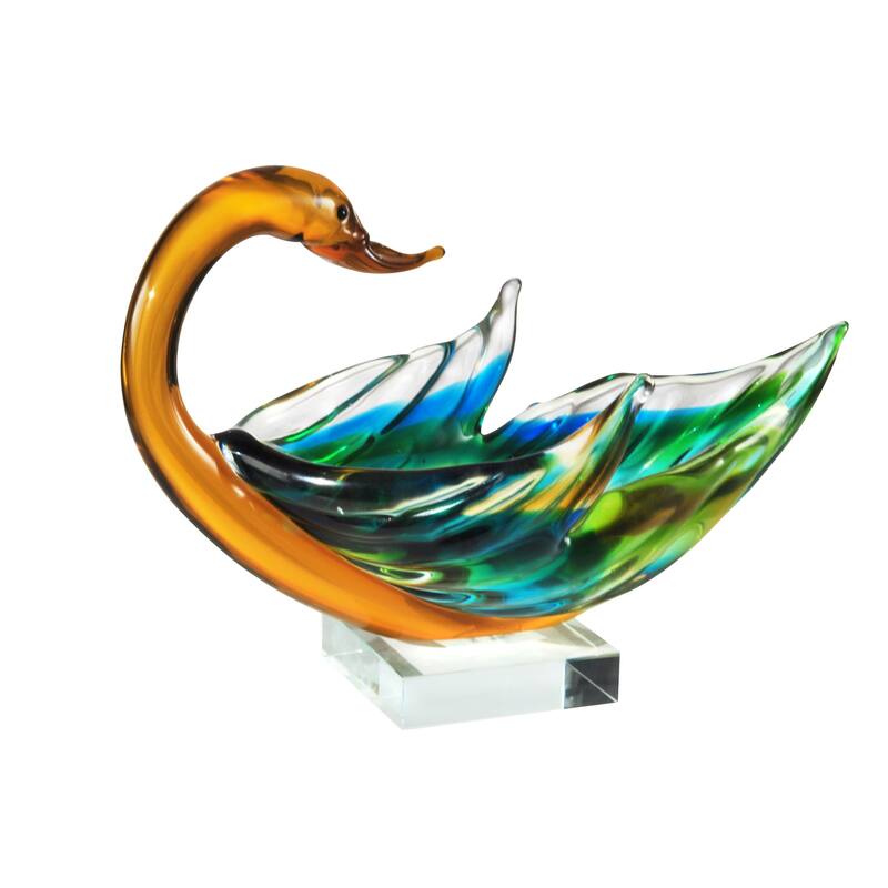 Swan Bowl Handcrafted Art Glass Sculpture